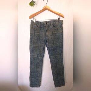Free People Denim Tribal Skinny Blue Jeans Size 31